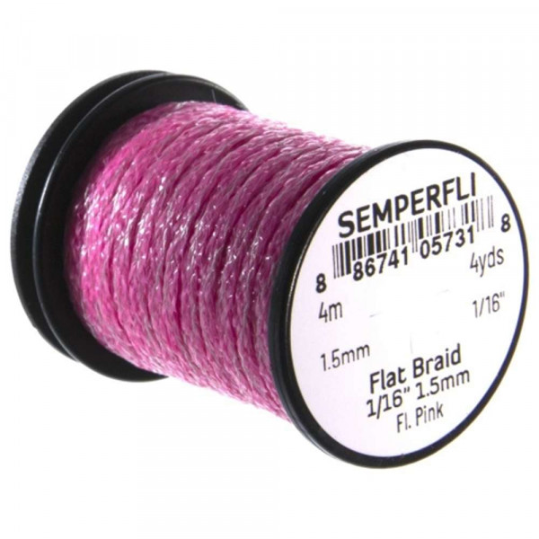 SEMPERFLI Flat Braid 1.5mm Fluorescent Pink