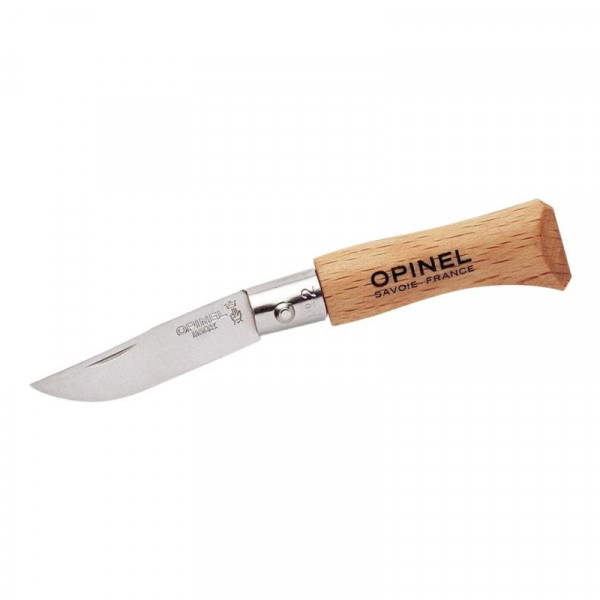 Opinel Taschenmesser rostfrei No 02, Buche, (Sandvik Stahl 12C27)