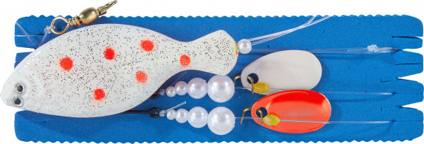 Balzer Inliner Plattfisch-Blinker, 80g, Louminous-Weiss-Orange