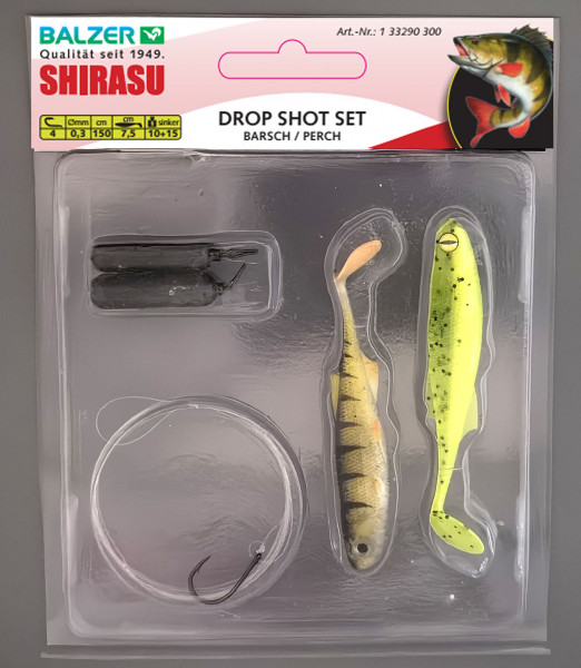 Balzer Drop Shot Perch, Gr. 4, 150cm Schnur 0,30mm, 7,5cm, 10+15g.