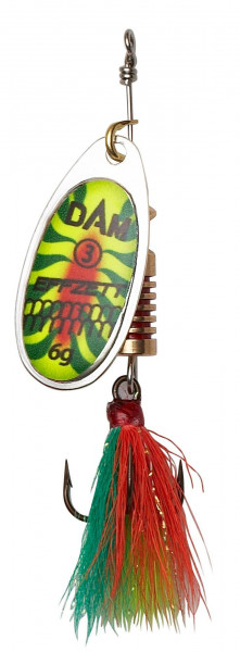 DAM STANDARD DRESSED SPINNER #4 10G SINKING FIRESHARK
