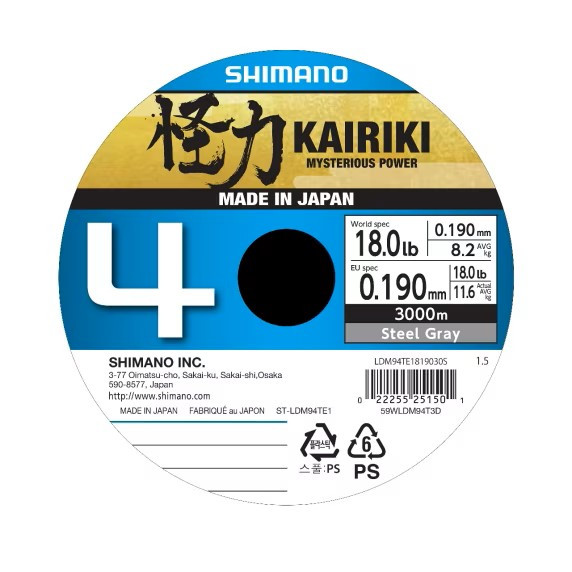 SHIMANO KAIRIKI 4 3000M STEEL GRAY 0,190MM/11,6KG