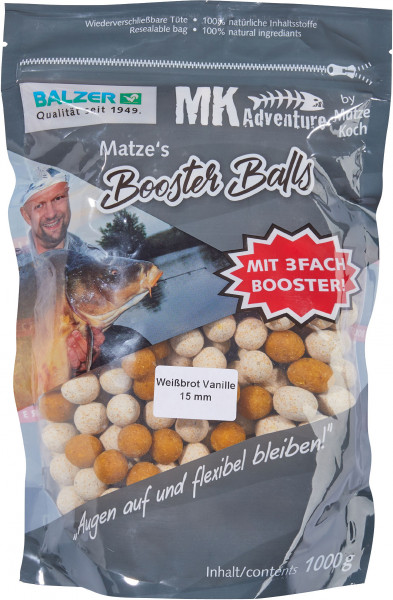 BALZER Matze Koch Booster Balls Boilies Weißbrot-Vanille 15mm