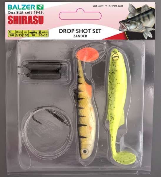 Balzer Drop Shot Zander, Gr. 1/0, 150cm Schnur 0,35mm, 5cm, 10+15g.