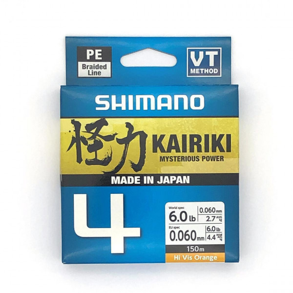 SHIMANO KAIRIKI 4 150M HI-VIS ORANGE 0,200MM/13,8KG