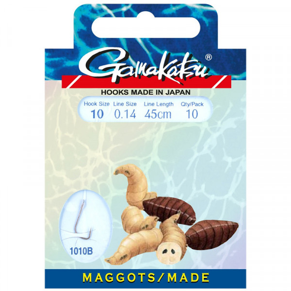 GAMAKATSU Booklet Maggots LS-1010 Bronze länge 45 cm,,Ø 0,14mm, Gr. 10