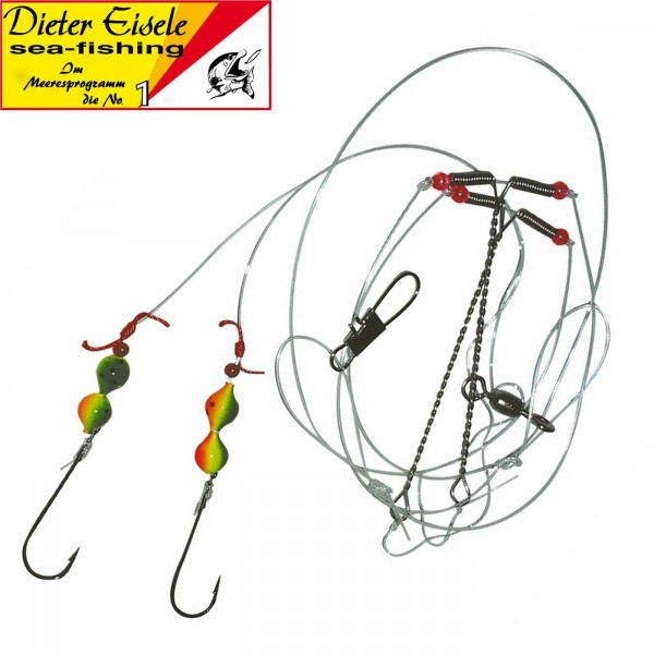 Eisele Select-Schollen-Vorfach fluor-tiger ,110+25cm Vor.-Lönge Ø 0,40mm Haken-Gr. 2