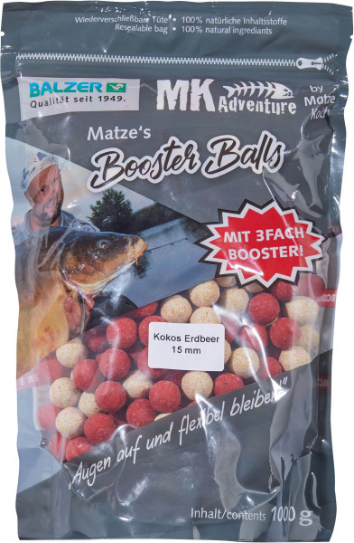 BALZER Matze Koch Booster Balls Boilies Kokos-Erdbeere 15mm