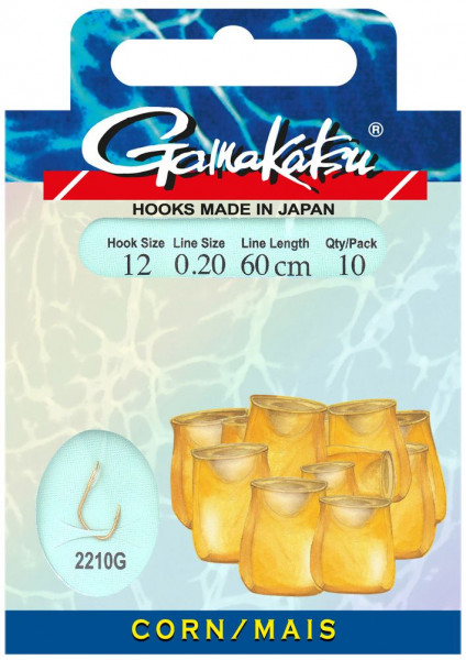 GAMAKATSU HOOK BOOKLET CORN 2210G #10-0.20MM 60CM