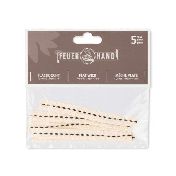 Feuerhand Flachdocht 12,5 mm x 12 cm (5 Stk)