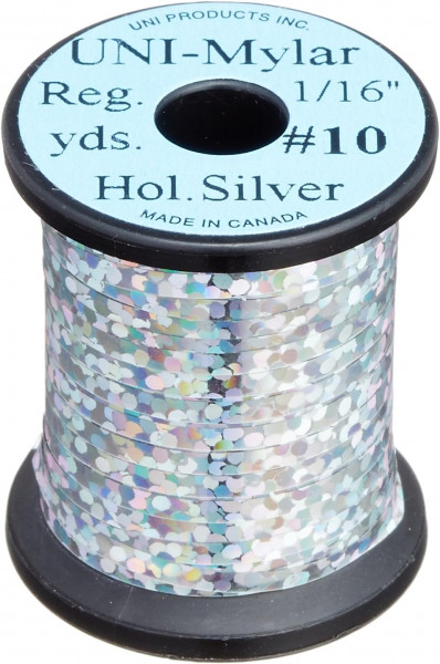 UNI Mylar Flat 1/16" Holo Silver#10 (XL) 9 yds