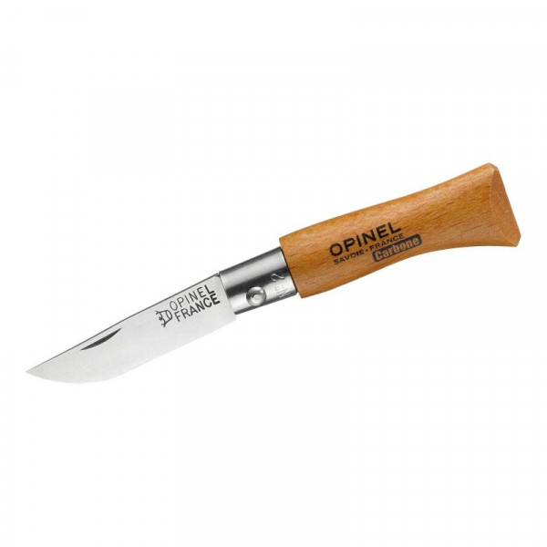 Opinel Taschenmesser Carbon No 02, Buche Mini-Messer, (XC90 Kohlenstoffstahl)