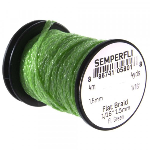 SEMPERFLI Flat Braid 1.5mm Fluorescent Green
