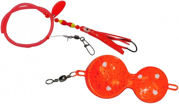 EISELE Tock Butt-System orange UV mit Circlehook Gr.1 mit Flounderspoon 60g