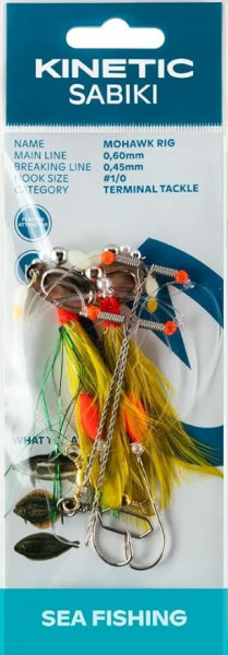 KINETIC Sabiki Mohawk Feather Yellow 80cm/0,60mm/0,45mm 3