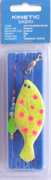 Kinetic Sabiki Jay Flounder Inline 120g #1 Yellow/Orange Dots