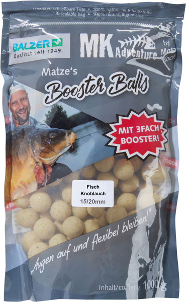 BALZER Matze Koch Booster Balls Boilies Stinktier Fisch-Knoblauch, weiß, 15 und 20mm, 1kg