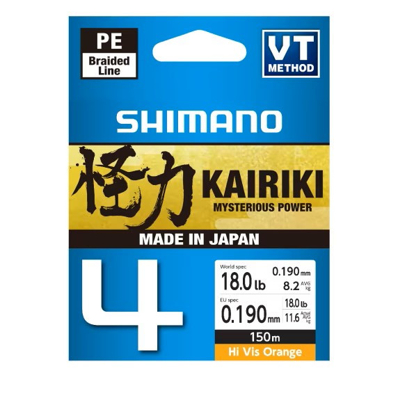 Shimano Geflochten Schnur Kairiki 4 150m 0.19mm 11.6kg Orange