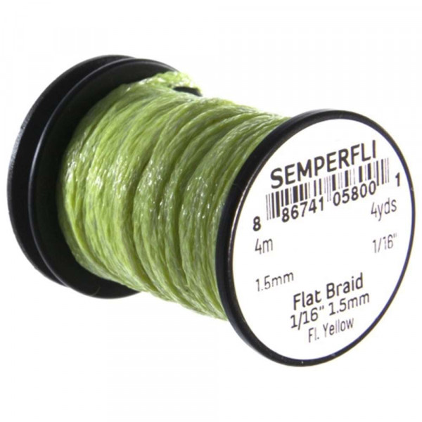 SEMPERFLI Flat Braid 1.5mm Fluorescent Yellow